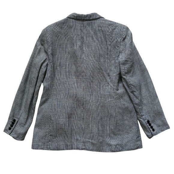 VTG Lauren Ralph Lauren Blazer Linen Plaid Academia Houndstooth Double Breasted - Picture 14 of 16